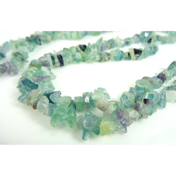 Gemstone Chip Necklace No Clasp Amethysts and More 34" Purple Light Green Blue - Picture 3 of 7